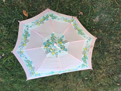 Strawberry Shortcake Child Umbrella Pink Green Need Repair Missing 1 Rod Vintage