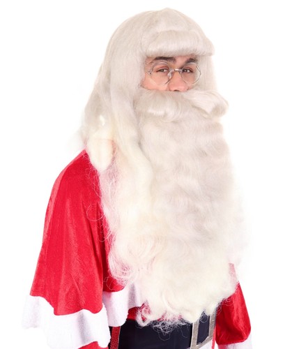 HPO Men's Santa Claus Long Wig and Beard Set | Premium Standard Cap - Picture 17 of 20