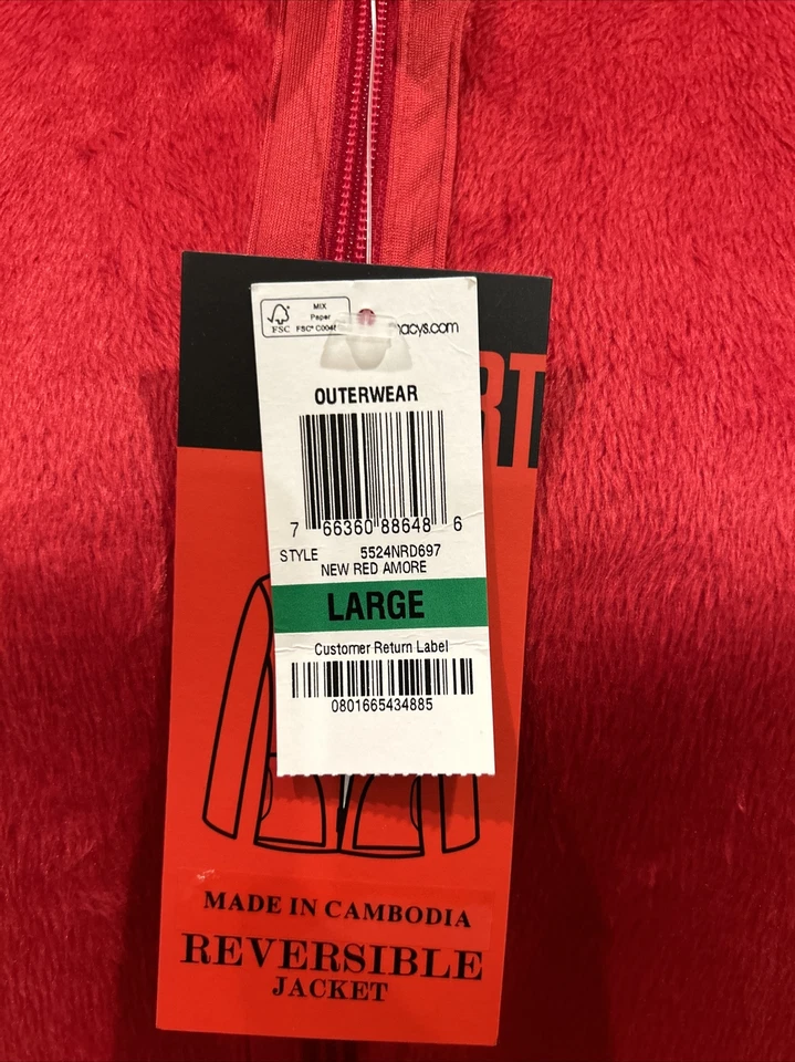 Style & Co SPORT Reversible Fleece Jacket Full Zip Red Amore Womens Size L NEW - Image 3 of 3