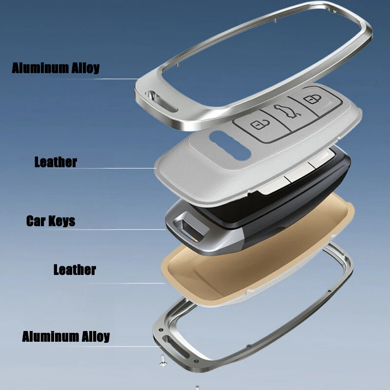 Aluminum Alloy Leather Car Key Case Cover For Audi A3 A4 A5 A6 A7 A8 Q2 Q5 S4 S6 Foto 3 de 4