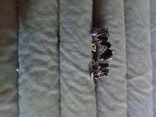 NEW SILVER SIZE  M  BLACK STONE RING TS6 / GF...