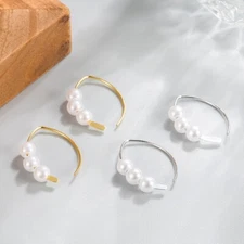 Women's Lightweight 925 Silver Plated Pearl V-shape Dangle Stud Earrings PE64