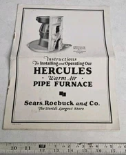 Vintage Hercules Pipe Furnace Sears Roebuck Advertising Instructions Booklet