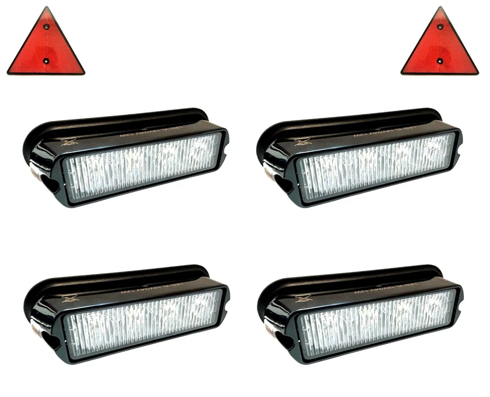 4x LED Frontblitzer ORANGE E9 ECE R10 R65 Heckblitzer Straßenräumer und Dreiecke