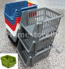 STACKABLE STORAGE BASKET 3 TIER PLATIC HOLDER RACK STAND FRUIT VEGETABLE OFFICE