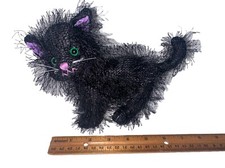 Scratches Black Cat Green Eyes Plush Stuffed Halloween Goth Russ Scaredy Vintage