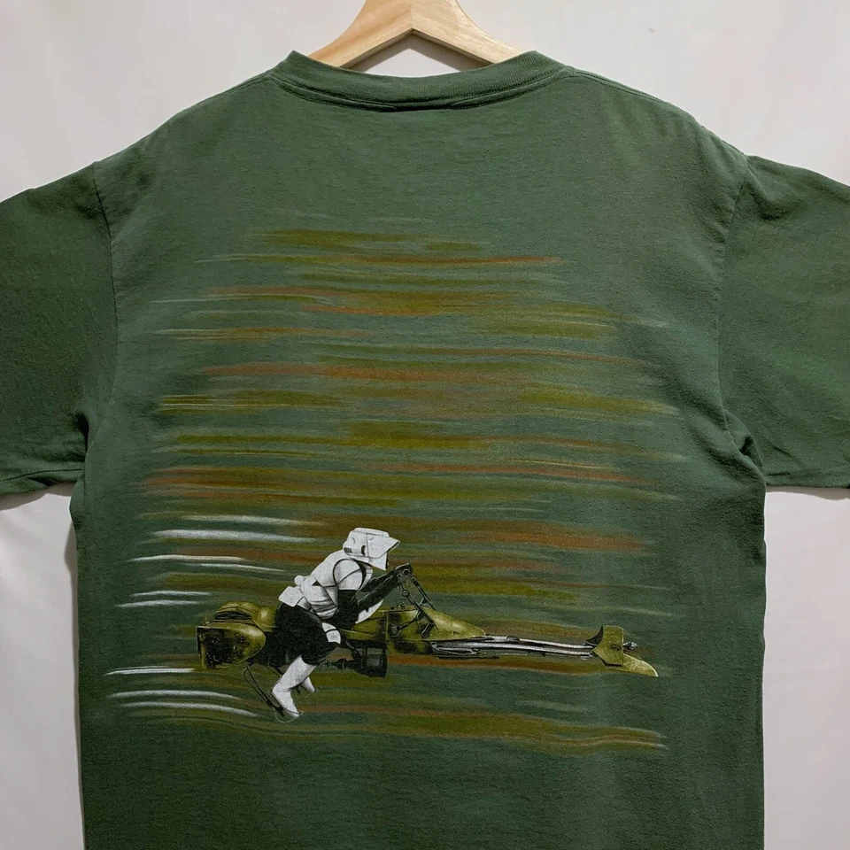 Camiseta De Colección Años 90 Star Wars Speeder Bike Jedi Doble Cara Rara XL Verde 1995 Foto 4 de 4