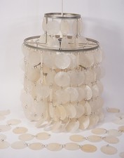 True Vintage 70er Design Muschel Perlmutt Blatt Plättchen Decken Lampe Capiz