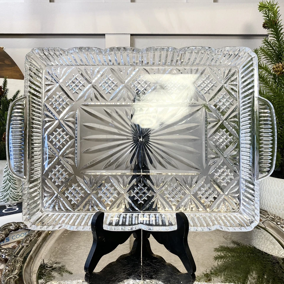 Bandeja rectangular de cristal Godinger Dublin - Plato para servir, 16" x 10,5" Foto 4 de 4