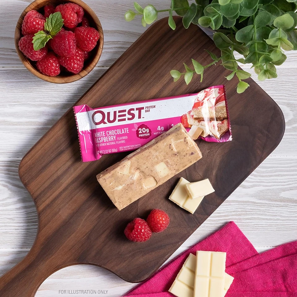[US WAREHOUSE] Quest Nutrition Chocolate Blanco Frambuesa 12 Barras Sin Gluten Nuevo Foto 2 de 4