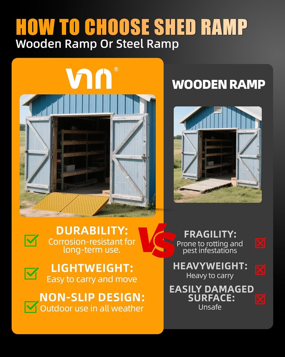 1/2 PCS Shed Ramp for Riding Mower Punch Plate Ramp for ATV Motorcycles Garages