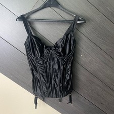 Victoria's Secret Women's Satin Bustier Corset Top Black Lingerie 36D Vintage
