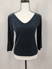 Gap Y2K Gray Velvet Whimsigoth Fairy Holiday V-Neck Crop Top Shirt Womens A073