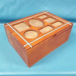 VTG Wooden Storage Box w/Hinged Photo Frame Lid