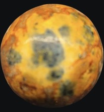 19th-century German Bennington Clay Marble Salt-glaze Mottled Blue Ochre .676