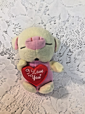 Small Mini Pig Plush Stuffed Toy Valentine's Day ''I Love You'' Yellow-Pink-Red