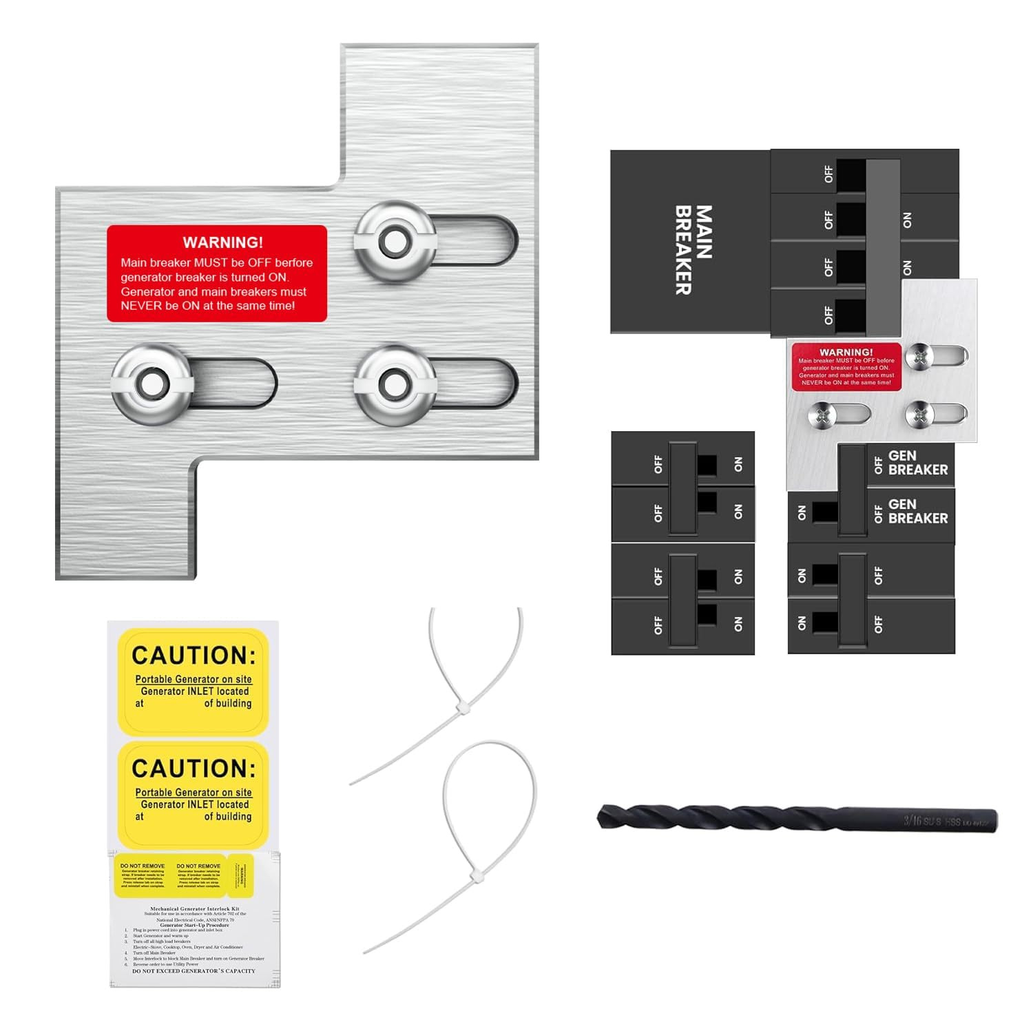 Generator Interlock Kit Compatible with General Electric GE 150 and 200 Amp Pane