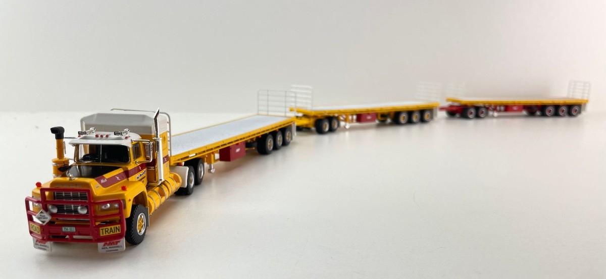 Highway Replicas Mack Valueliner Road Train + Flattop Trailer