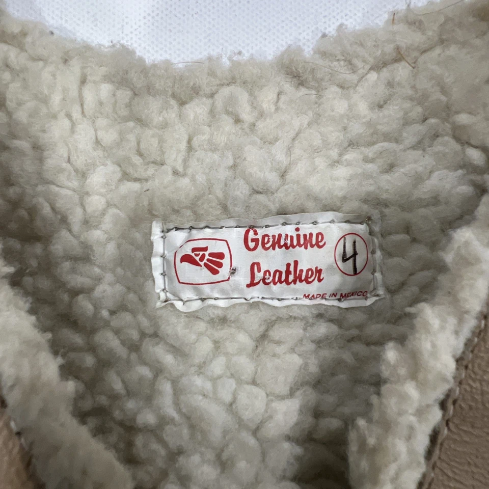 Chaleco occidental de cuero vintage para niños forro de sherpa cierre a presión talla 4 Foto 2 de 4