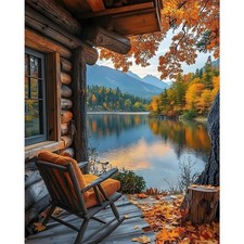 Paint by Numbers Kit for Adults - Autumn Landscape Adult 16x20inch, Cabin-1