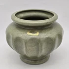 Haeger USA Ceramic Flower Pot Green Speckled Vintage Vase With Foil Sticker