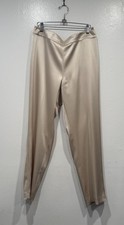 ST. JOHN Light Beige Gold Satin Emma Pants Evening Holiday Women  s Size 10 READ