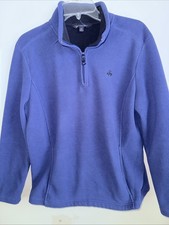 Brooks Brothers 346 Fleece Pullover Fleece Sweatshirt Women's L 1/4 Zip Blue