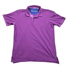 Robert Graham Polo Shirt Mens Medium Purple Classic Fit Cotton Short Sleeve
