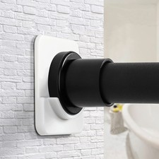 ICERO Adhesive Shower Curtain Rod Holder  No Drilling, 2-Pack-White, White