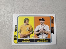 2023 Topps Heritage #TAN-14 Catfish Hunter / Justin Verlander Then and Now NM