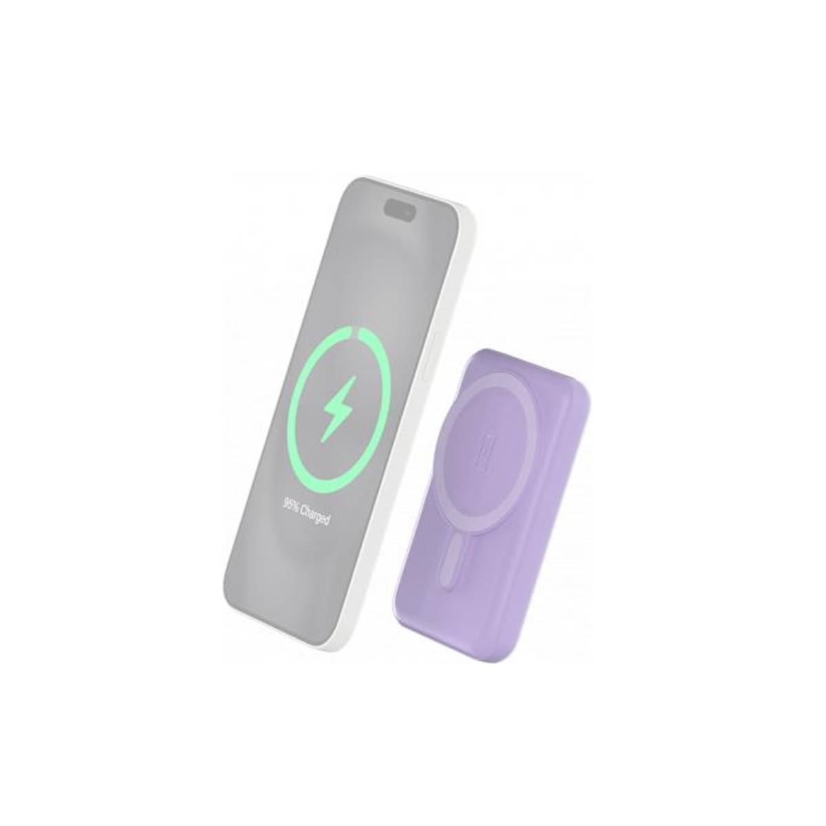 Batterie induction 10W violette compacte avec double sortie USB C et A