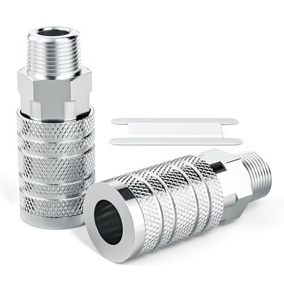 2 PCS 1/2 Inch Male Quick Connect Air Coupler Industrial Hose Fitting Set