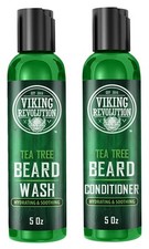 Tea Tree Beard Wash and Conditioner Set for Men - Natural Beard Softener with...