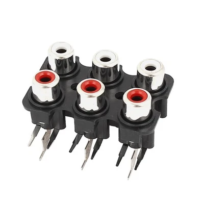 Audio Vidéo AV RCA femelle connecteur concentrique 6 douilles sur support - Photo 1/2