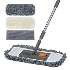 Microfiber Dust Mop with 3 Reusable Washable Pads - 58"Long Handle Wet&Dry Mops