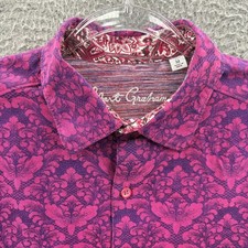 Robert Graham Button Up Shirt Mens Medium Purple Damask Paisley Long Sleeve