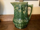 Antique Robertson Ransbottom Pottery Pitcher Rosella 320 Green  Basketweave