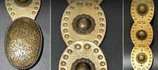 Fossil Gold Leather Concho Belt Coated Brass Tone Hardware Buckle  Impressive