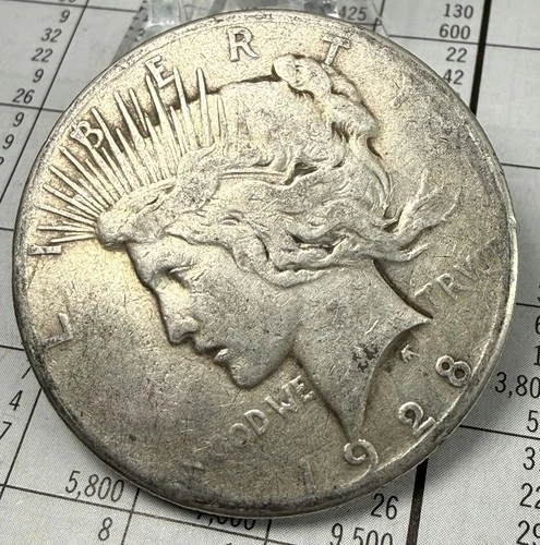1928 Peace Dollar $1- Fine- Key Date of Series Hole Filler For Your Set 90%