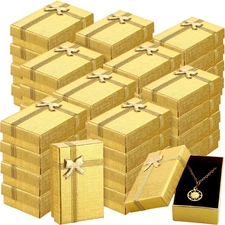 96 Pcs Jewelry Gift Boxes 2 x 3.1 x 1.1 Inch Jewelry Boxes with Ribbon Bowkno...