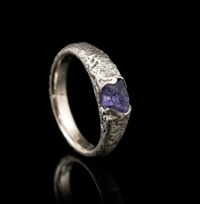 Raw Amethyst Vintage Signet Mens Ring, 925 Sterling Silver Handmade Artisan Ring - Image 1 of 4