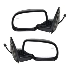 Side View Mirrors Power Heated Smooth Black with Puddle Pair For 00-02 Chevy GMC