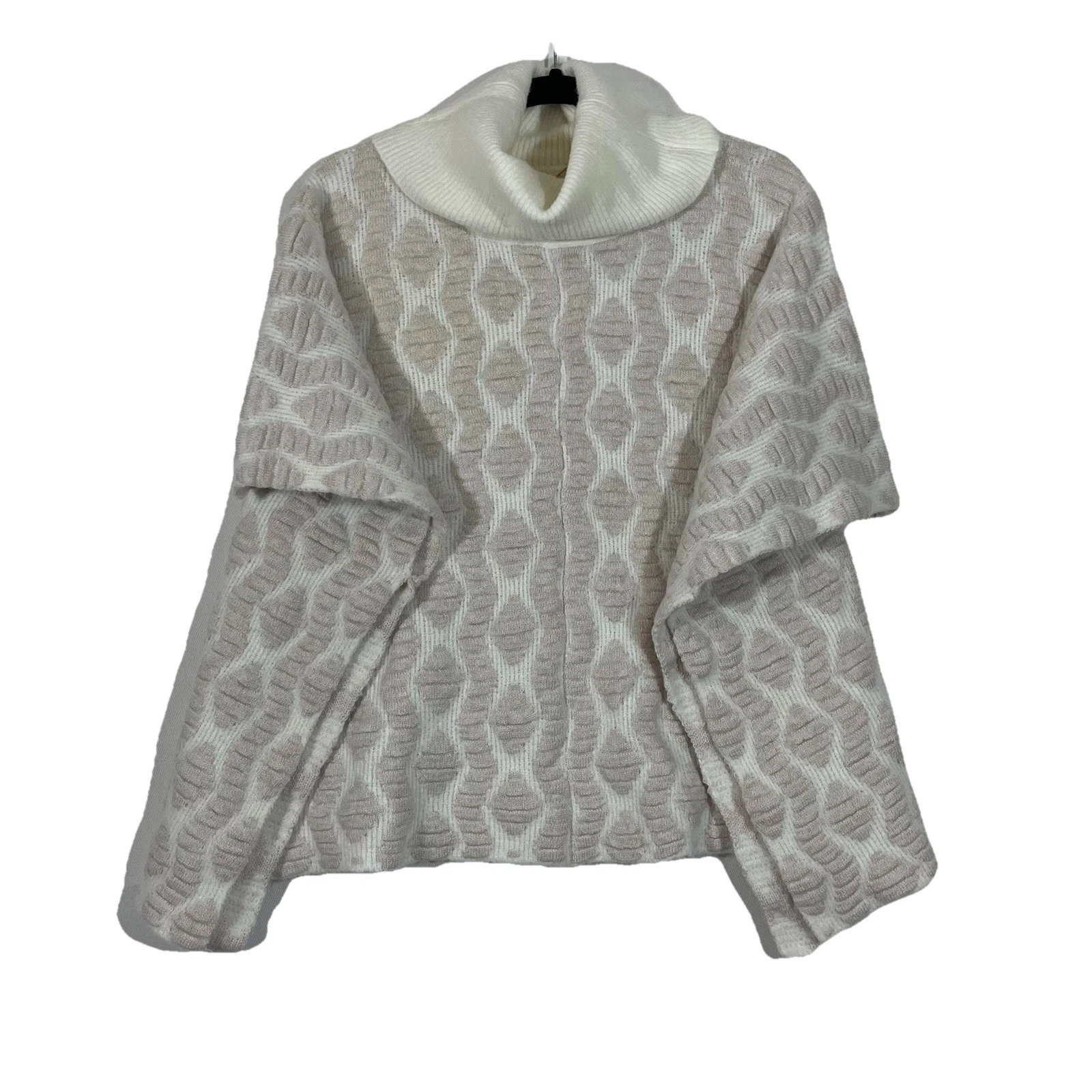 World Market Cowl Turtleneck Oversized Poncho Sweater One Size Cream Taupe