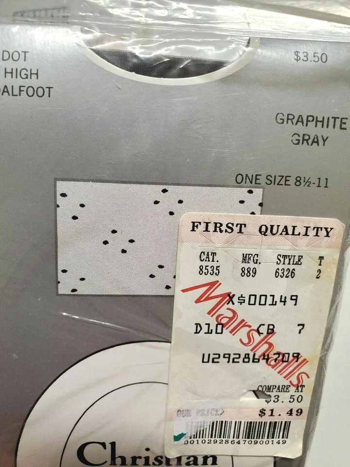 Vintage 2 Christian Dior Pantyhose Wild Rain Drops Dior Dot Knee High Dead Stock - Image 3 of 4