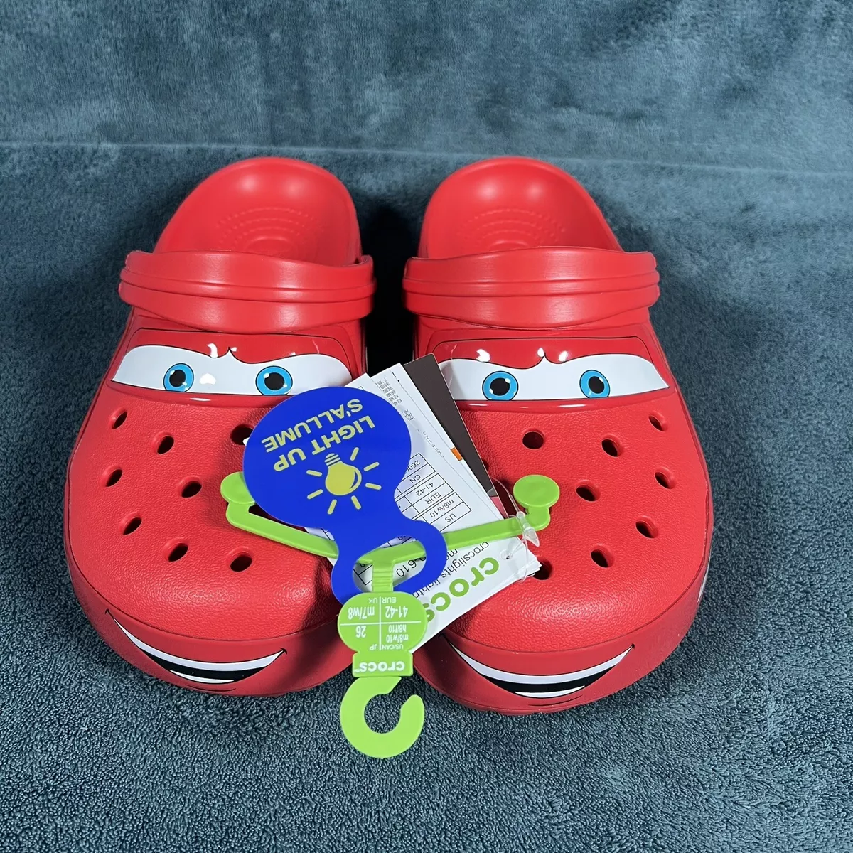 Lightning McQueen Crocs Clog Size 10 Multicolored, Light-up, Brand-New