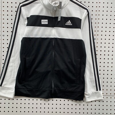 NEw Adidas TRack Jackety Youth Large 14-16 White Black Striped Fit