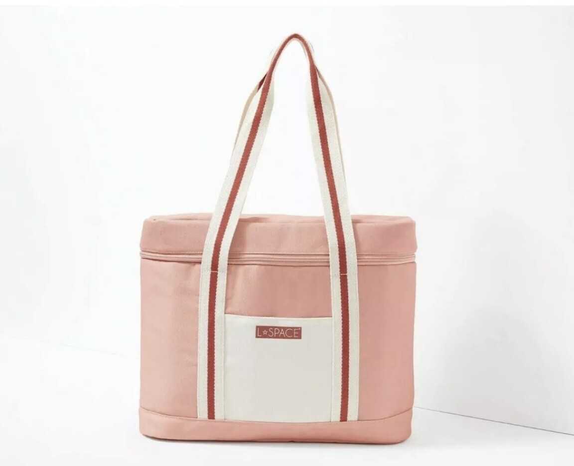 L*Space Coastal Cooler Bag Coral Pink Red Stripe NIB Insulated Beach Bag  SEALED