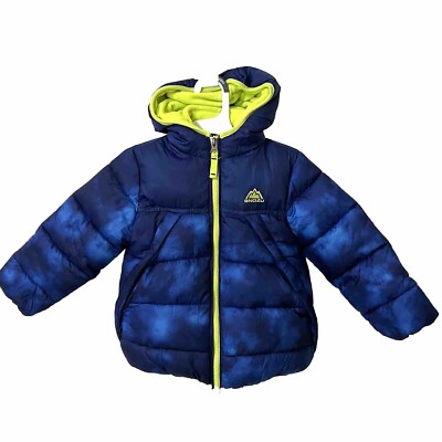 Snozu Kids Double Zip Blue Puffer Jacket Side Pockets Polyester