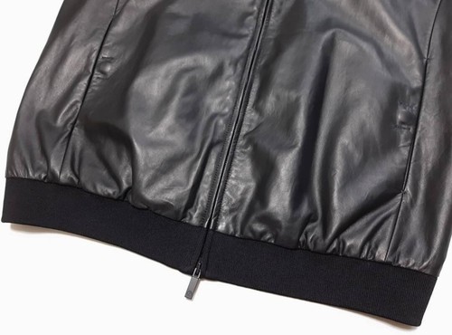 Giorgio Armani Leather Jacket Lamb Skin Black Size 52 Italy 2023 New with Tag - Picture 4 of 10