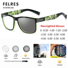 Hot Square Photochromic Nearsighted Glasses Men Women Sports Myopia Sunglasses
